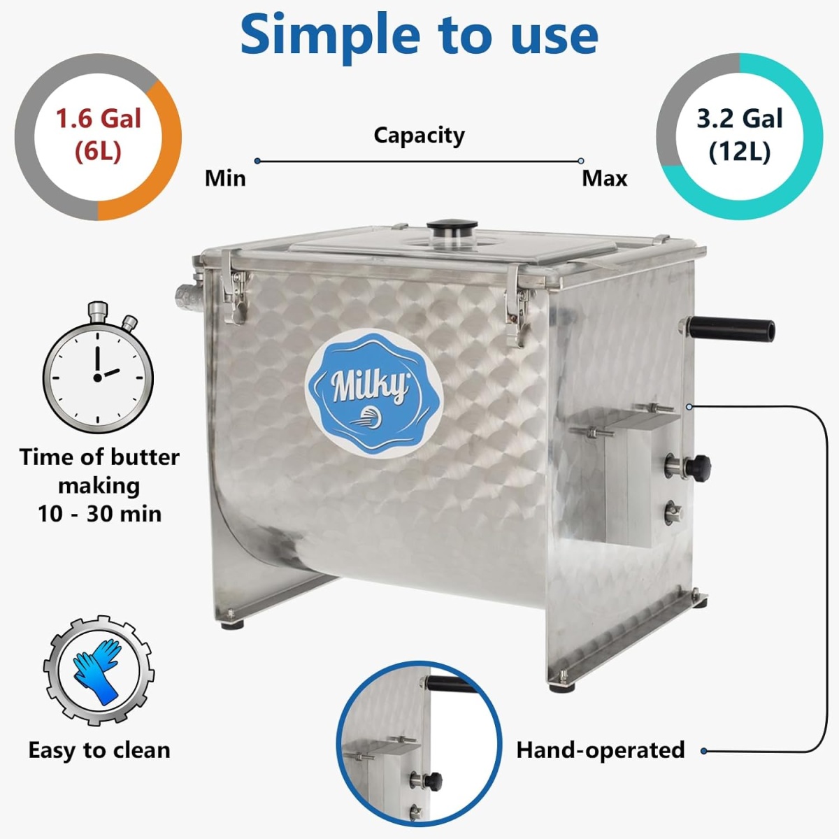 Hand Crank Butter Churn Milky FJ 32 - Image 2