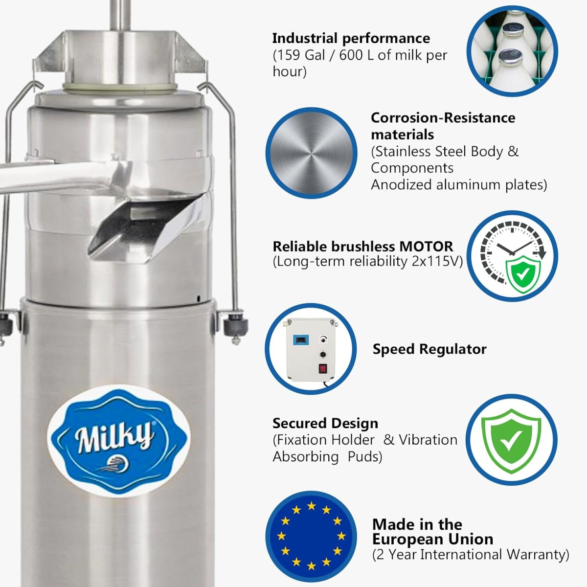 Electric Cream Separator Milky FJ 600 EAR "Longlife" DC - Image 2
