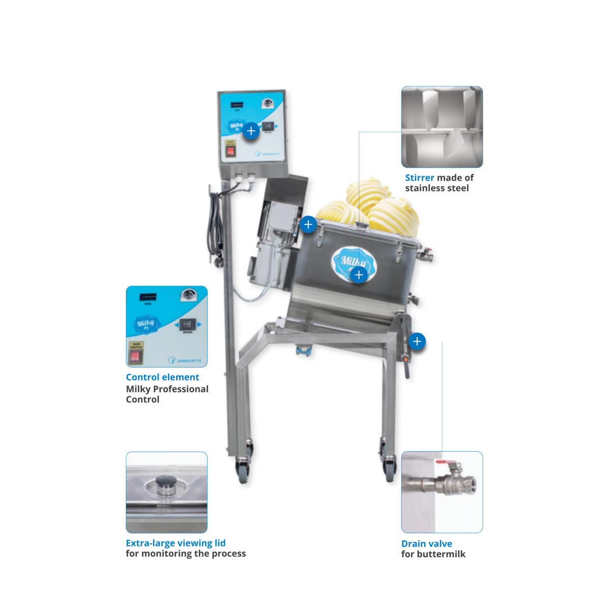 Electric butter churn Milky FJ 32 with a tilting mechanism